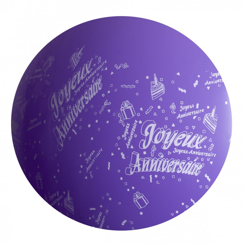 1 Ballon 36 Violet Imprime Tot Joyeux Anniversaire Sens Air