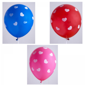Ballons 12'' - Imprimé Coeur assortis - Sachet de 100