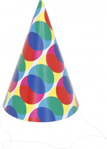 6 Chapeaux en Carton - Points Multicolores - 16cm